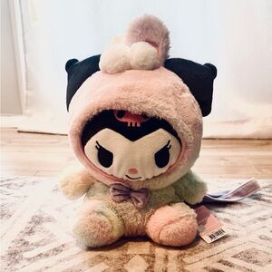 Sanrio Pastel Kuromi Plush backpack with Pink and Black Accents